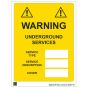 Site Safety - 594x841mm A1 6mm Correx - Warning Underground Services - Service Type - Service Description - Cover
