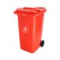 240 litre wheelie bin red HDPE two wheels three-quarter view | CMT Group UK
