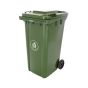 240 litre wheelie bin dark green heavy-duty HDPE two wheels three-quarter view | CMT Group UK