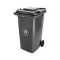 240 litre wheelie bin grey HDPE two wheels three-quarter view | CMT Group UK