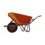 Churchill heavy-duty HDPE wheelbarrow 100 litre orange pan galvanised frame side view | CMT Group UK