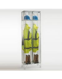 Single Door Folding Wire Mesh Locker – Nest of 2 – 1974x610mm – Ventilated BZP Steel two compartment locker with PPE jackets helmets and boots storage | CMT Group