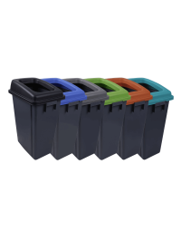 Recycling Bin Kit c/w 7 Stickers & Coloured Lids - Set of 6