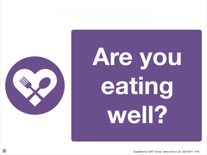 Mental Health Sign - 4mm Correx - 400x300mm - Are you eating well?