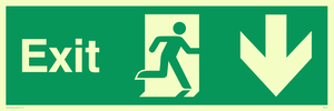 Vinyl Photoluminescent Sticker - 300mm x 100mm - Exit down