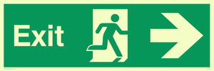 PVC Photoluminescent Sign - 300mm x 100mm - Exit right