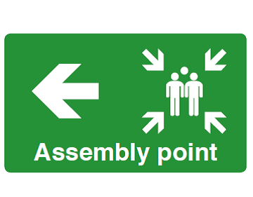 Assembly Point Arrow Left Safety Sign - PVC