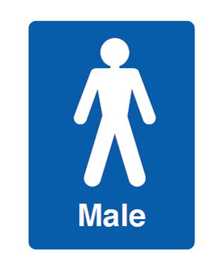 Male Toilet / Changing Room Sign  - PVC - 100 x 150mm
