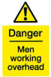 Danger - Men Working Overhead Sign - PVC
