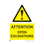 Site Safety - 594x841mm A1 - Attention Open Excavations