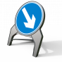 Keep Right Blue Arrow Q-Sign | 750mm Circle