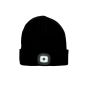 Knitted Beanie Black c/w Rechargeable LED Headlight - Embroidered CMT on Back