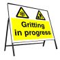 Gritting in Progress Sign and Metal Frame