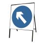 Blue Arrow Up & To The Left Metal Road Sign, Frame & Clips 750mm
