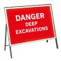 Danger Deep Excavation Sign & Frame - 1050mm x 750mm