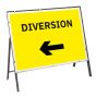 Diversion Arrow Left Metal Sign & Frame - 1050mm x 750mm