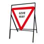 Give Way Triangle Metal Road Sign, Frame & Clips 750mm