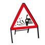 Loose Chippings Triangle Metal Road Sign & Frame - 750mm