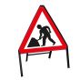 Men At Work Triangle Metal Road Sign & Frame - 750mm