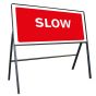 Slow Metal Road Sign, Frame & Clips 1050mm x 450mm