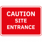 Caution Site Entrance Metal Road Sign - 1050mm x 750mm