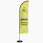 Danger Overhead Service Hi-Vis Sail Flag With Pole & Base 3.4m - Double Sided