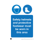 Safety Sign Safety Helmets and Foot Protection Must Be Worn 420x594mm A2 - 3mm Correx