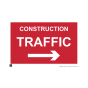 Site Sign - 3mm Correx - 420x594mm - Construction traffic arrow right