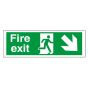 Site Safety Fire Door Sign | Fire Exit (Downwards Right Arrow) | Colour: Green | Dimensions: 150 x 450mm | CMT Group UK