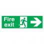 Site Safety Fire Door Sign | Fire Exit Arrow Right | Dimensions: 150x450mm | Colour: Green | CMT Group UK