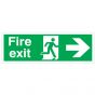 Site Safety Fire Door Sign | Fire Exit Arrow Right | Dimensions: 150x450mm | Colour: Green | CMT Group UK