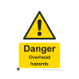 Safety Sign 297x420mm A3 - 3mm Correx - Printed: Danger Overhead hazards
