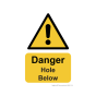 Safety Sign Caution hole below 210x297mm A4 - 3mm Correx