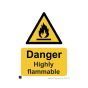Safety Sign Danger highly flammable 297x420mm A3 - 3mm Correx