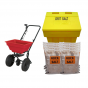Site Winter Essentials Kit - 250kg Grit Bin, Mobile Salt Spreader & 8 x 20kg Brown Rock Salt Bags