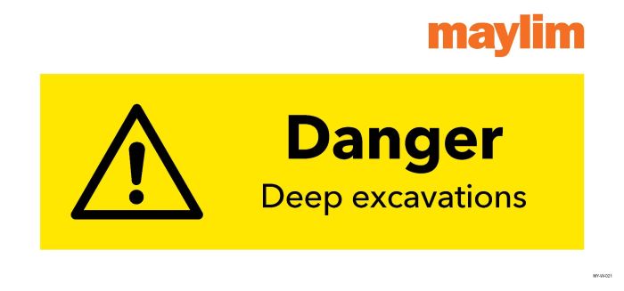 Bespoke Sign - 450 x 210mm 3mm Foamex - Danger Deep excavations