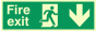Vinyl Photoluminescent Sticker - 300mm x 100mm - Fire exit down