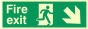 Vinyl Photoluminescent Sticker - 300mm x 100mm - Fire exit down right