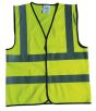 Yellow Hi-Vis Vest – Hook & Loop Fastening front view with reflective strips | CMT Group