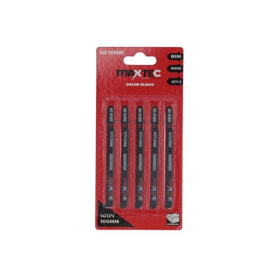 MAXTEC Bi-Metal Jigsaw Blade 100mm 10 TPI - Hardwood and MDF Cutting - Pack of 5 | MX-101BRF | CMT Group UK