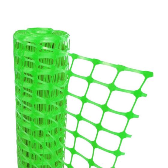 Green plastic mesh barrier fencing roll unpackaged showing mesh structure and green colouring | CMT Group UK