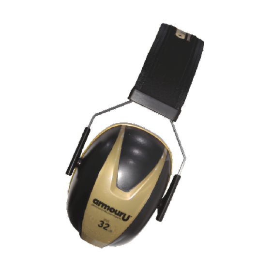 Lightweight ear defenders gold and black half dome cup SNR 32dB side view | CMT Group UK