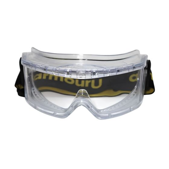 Anti-fog panoramic safety goggles clear polycarbonate lens front front view wide aperture | CMT Group UK
