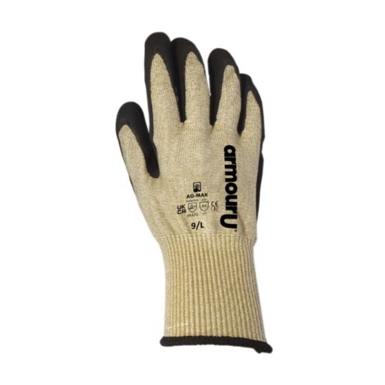 armourU cut-resistant sandy nitrile palm coated gloves TDM Level D