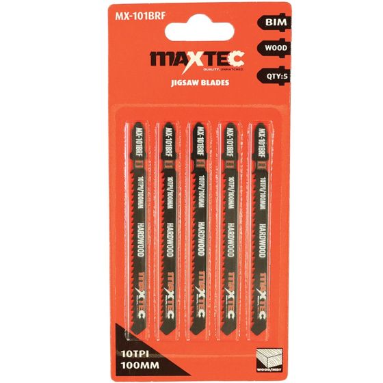 Hardwood Cutting Jigsaw Blades 100mm 10TPI - Pack of 5
