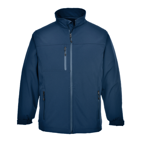 Waterproof Softshell Jacket 8000mm – Navy – Breathable Workwear Core – 6 Pockets front product image | CMT Group