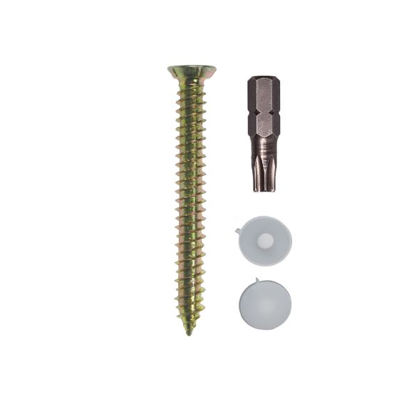Concrete Screws - Zinc Plated & Yellow Passivated Includes White Cover Cap - 7.5mm x 40mm - Box of 100