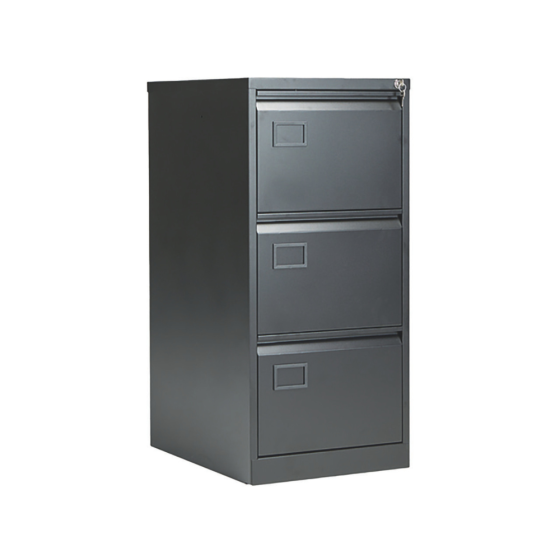 3-Draw Steel Filing Cabinet - Black