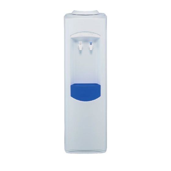 Water cooler dispenser floor standing 110V and 240V front view white and blue | CMT Group UK