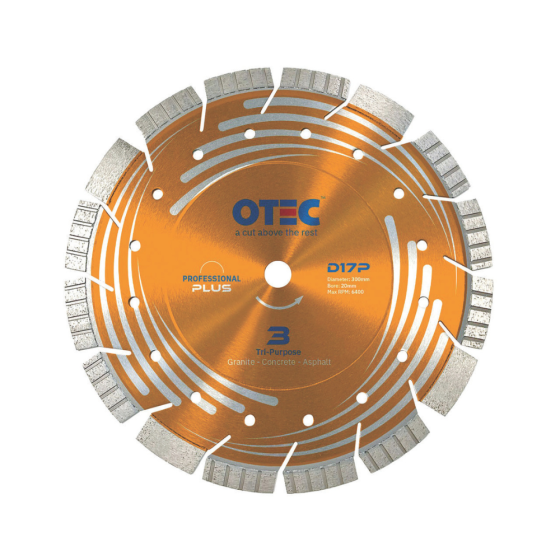 Multi Purpose Diamond Blade – Professional Plus – Tri-Purpose Granite, Concrete & Asphalt – 15mm Segment – Undercut Protected – OTEC D17P | CMT Group